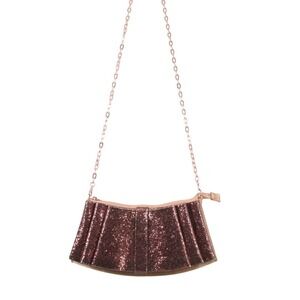 Ted Baker Langley Bowvet Pink Glitter Bow Crossbody Clutch Velvet Evening Bag